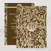 Invitation 10 ans d'anniversaire design vintage (Devant / Derrière)