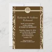 Invitation 10 ans de mariage design vintage (Dos)