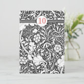 Invitation 10 ans de mariage noir et blanc damassé (Debout devant)