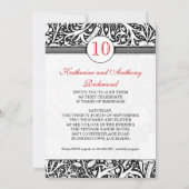 Invitation 10 ans de mariage noir et blanc damassé (Dos)