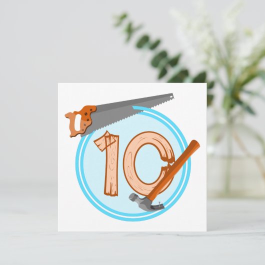 Invitation 10 ans garçon de construction outils conception d' (Debout devant)