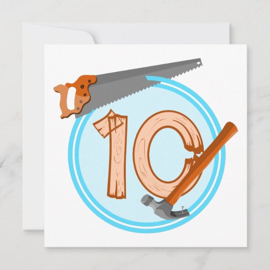 Invitation 10 ans garçon de construction outils conception d' (Devant)