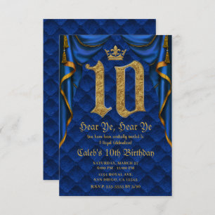 Invitation 10E 10 Anniversaire Royal Blue Gold Crown