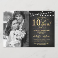 10e anniversaire avec photo - Tableau noir or