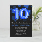 Invitation 10e anniversaire Ballons Enfants Blue Boy Party (Debout devant)