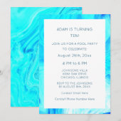 Invitation 10e anniversaire Bleu Abstrait Artsy Cool âge pers (Devant / Derrière)