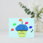 Invitation 10e anniversaire Blue Green Cupcakes Party (Debout devant)