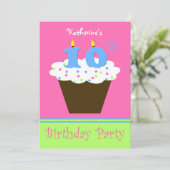 Invitation 10e anniversaire de fête 10 bougies (Debout devant)