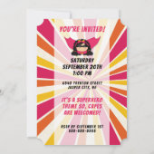 Invitation 10e anniversaire de fête filles Superhero Pink Com (Dos)