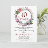 Invitation 10e anniversaire de la Mariage surprise Tin Floral (Debout devant)