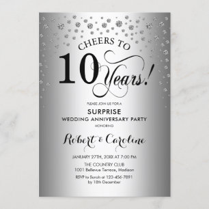 Invitation 10e anniversaire de la Surprise - Noir d'argent
