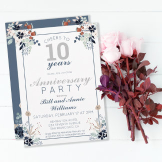 Invitation 10e Anniversaire de Mariage À 10 Ans de Mariage Fé