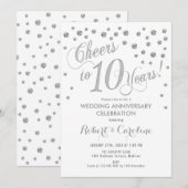 Invitation 10e anniversaire de mariage - Argent Bl (Devant / Derrière)