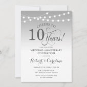 Invitation 10e anniversaire de mariage - Argent blanc (Devant)