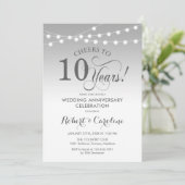 Invitation 10e anniversaire de mariage - Argent blanc (Debout devant)