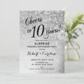 Invitation 10e anniversaire de mariage - Argent surprise (Debout devant)
