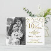 Invitation 10e anniversaire de mariage avec photo - Or Blanc (Debout devant)