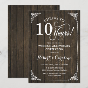 Invitation 10e anniversaire de mariage - Bois