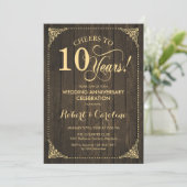 Invitation 10e anniversaire de mariage - Bois doré (Debout devant)