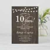 Invitation 10e anniversaire de mariage - Bois rustique (Debout devant)