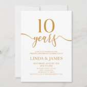 Invitation 10e anniversaire de Mariage de Champagne minimalis (Devant)