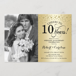 Invitation 10e anniversaire de Mariage d'or avec photo