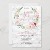 Invitation 10e anniversaire de mariage Élégante rose doré Flo (Devant)