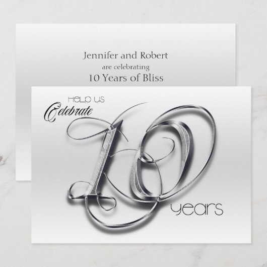 Invitation 10e anniversaire de mariage en étain fa (Devant / Derrière)