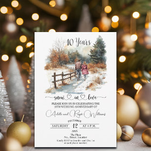 Invitation 10e anniversaire de mariage Paysage hivernal roman