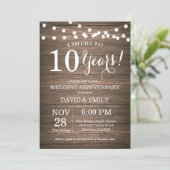 Invitation 10e anniversaire de mariage Rustique Bo (Debout devant)
