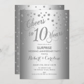 Invitation 10e anniversaire de mariage surprise - Argent (Devant / Derrière)