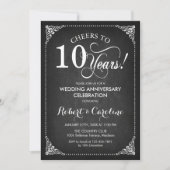 Invitation 10e anniversaire de mariage - Tableau noir blanc (Devant)