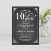 Invitation 10e anniversaire de mariage - Tableau noir blanc (Debout devant)