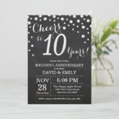 Invitation 10e anniversaire de mariage tableau noir craie arg (Debout devant)
