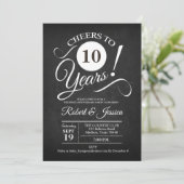 Invitation 10e anniversaire de mariage - Tableau noir et blan (Debout devant)