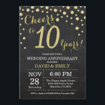 Invitation 10e anniversaire de mariage tableau noir et or<br><div class="desc">10e anniversaire de mariage Invitation tableau noir et or. Dixième anniversaire de mariage. Fond de diamant à paillettes noires et or. Confettis dorés. Anniversaire adulte. Fête d'anniversaire pour homme ou femme. Pour une personnalisation plus poussée, veuillez cliquer sur le bouton "Personnaliser" et utiliser notre outil de conception pour modifier ce...</div>
