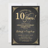 Invitation 10e anniversaire de mariage - Tableau noir or (Devant)