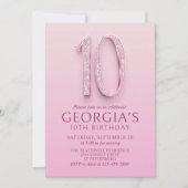 Invitation 10e anniversaire Diamants roses (Devant)