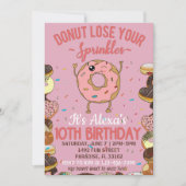 Invitation 10e anniversaire Donut Thème Amusant Fête des fill (Devant)