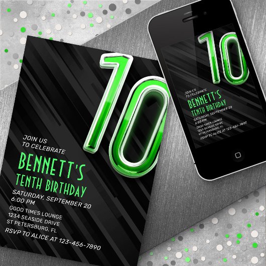 Invitation 10e anniversaire du garçon moderne