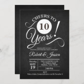 Invitation 10e anniversaire du Mariage - Chalkboard et blanc (Devant / Derrière)