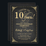 Invitation 10e anniversaire du Mariage - Chalkboard Gold<br><div class="desc">Invitation du 10e anniversaire du Mariage d'or. Elégant design rétro vintage avec faux or et motif noir tableau noir. Fonctionne la police de script. Bravo à 10 ans ! Peut être personnalisé dans n'importe quelle année de mariage! Message-moi si vous avez besoin d'une personnalisation plus poussée.</div>
