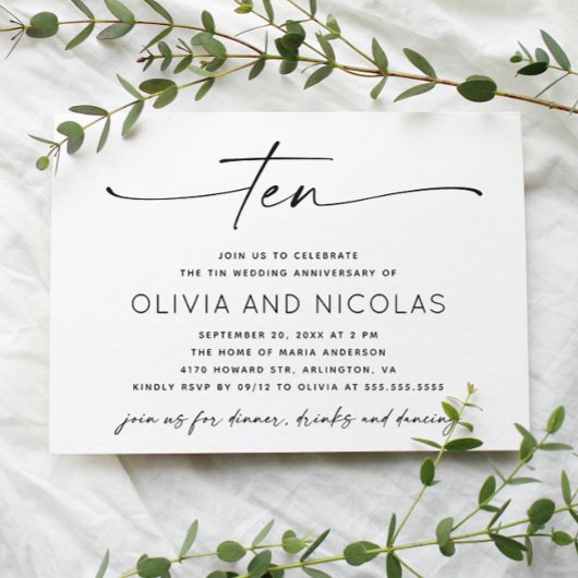 Invitation 10e anniversaire du Mariage Tin | Photo minimalist
