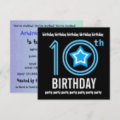 Invitation 10e anniversaire du Modern Blue and Black W689 (Devant / Derrière)