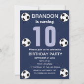 Invitation 10e Anniversaire Fête de football Marine Bleu Boys (Devant)