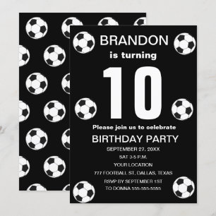 Invitation 10e Anniversaire Fête Football Black Boys Sports