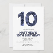 Invitation 10e anniversaire, Fête personnalisée Camo Bleu (Devant)
