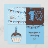 Invitation 10e anniversaire : Garçon :Invitation (Devant / Derrière)