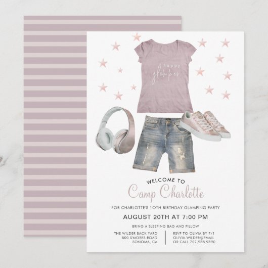 Invitation 10e Anniversaire Glamping Party Under The Stars (Devant / Derrière)