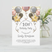 Invitation 10e anniversaire Gold Parties scintillant Confetti (Debout devant)
